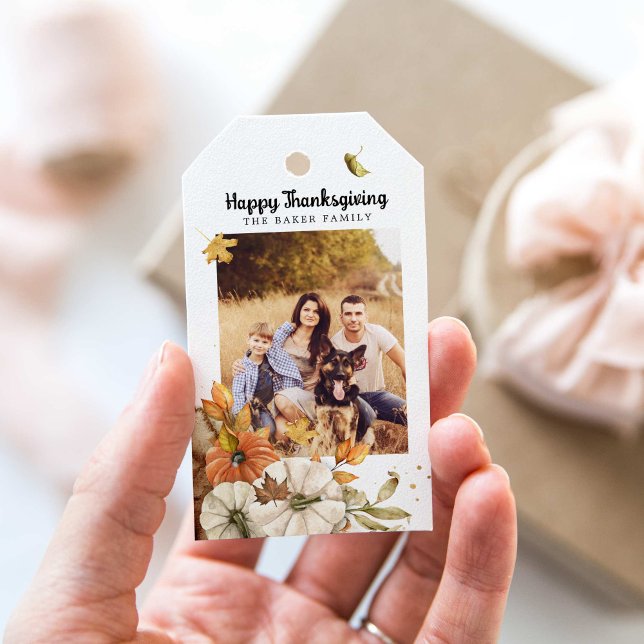 Thanksgiving Photo Favour Tags (Happy Thanksgiving Favor Gift Tags)