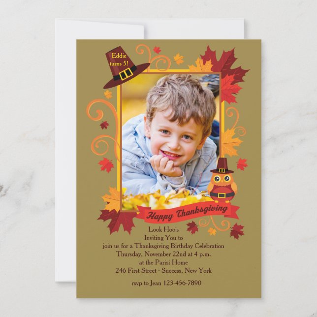 Thanksgiving Photo Frame Invitation (Front)