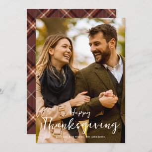 Thanksgiving Photo Plaid Holiday Card