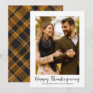 Thanksgiving Photo Plaid Holiday Card