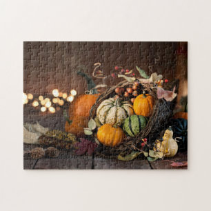 Thanksgiving Photography Cornucopia and Pumpkin Ph Jigsaw Puzzle