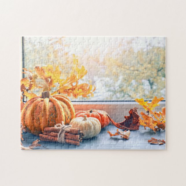 Thanksgiving Photography Pumpkin Photography Compl Jigsaw Puzzle (Horizontal)