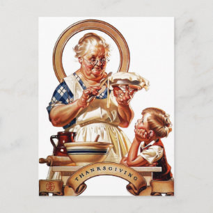 Thanksgiving Pie Making Holiday Postcard