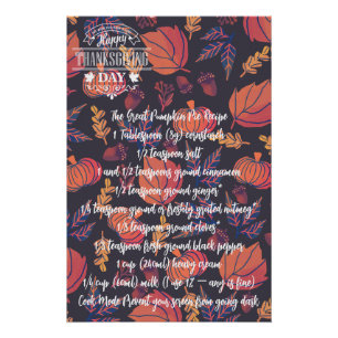 Thanksgiving Pie Pumpkin Turkey Poster