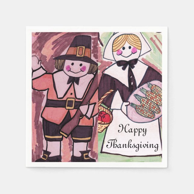 THANKSGIVING PILGRAMS napkins (Front)