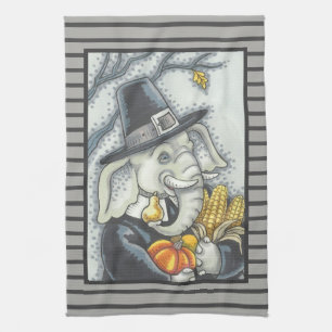 THANKSGIVING PILGRIM ELEPHANT, KITCHEN TOWEL