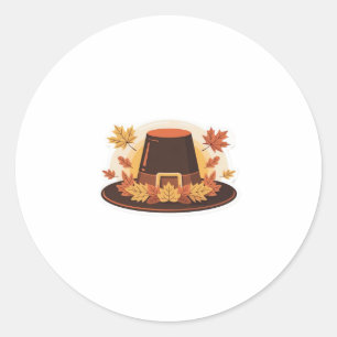 Thanksgiving Pilgrim Hat � Autumn Harvest Design C Classic Round Sticker