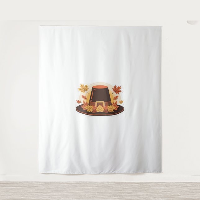 Thanksgiving Pilgrim Hat – Autumn Harvest Design C Tapestry (Front)