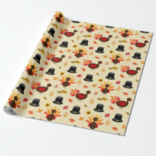 Thanksgiving Pilgrim Hats Wrapping Paper