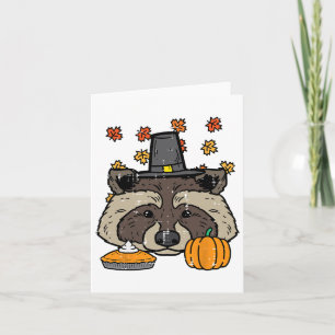 Thanksgiving Pilgrim Racoon Cute Fall Autumn Men  Card