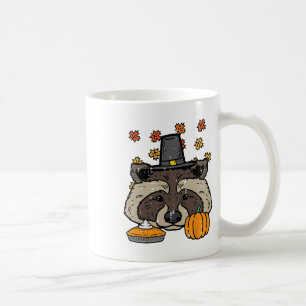 Thanksgiving Pilgrim Racoon Cute Fall Autumn Men Coffee Mug