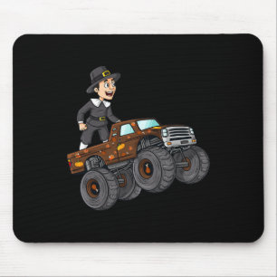 Thanksgiving Pilgrim Riding Monster Truck Toddlers Mouse Pad