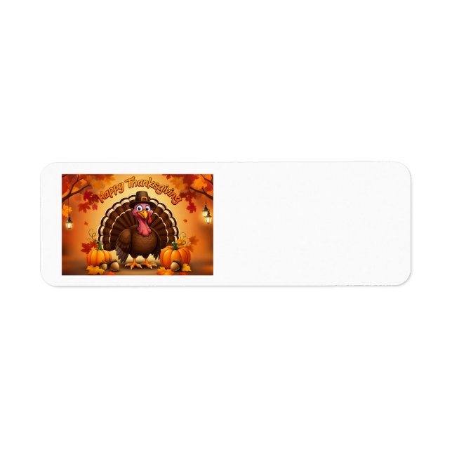 Thanksgiving Pilgrim Turkey Address Labels (Front)