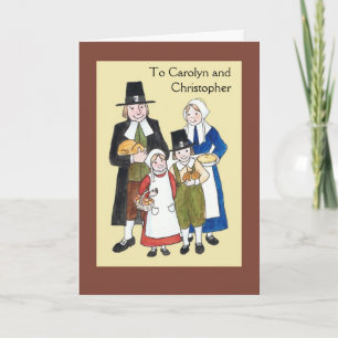 Thanksgiving Pilgrims Greeting Card to Personalise