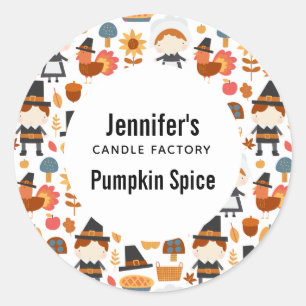 Thanksgiving Pilgrims Harvest Candle or Soap Classic Round Sticker