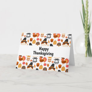 Thanksgiving Pilgrims Harvest Pattern Card