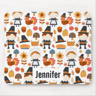 Thanksgiving Pilgrims Harvest Pattern Mouse Pad