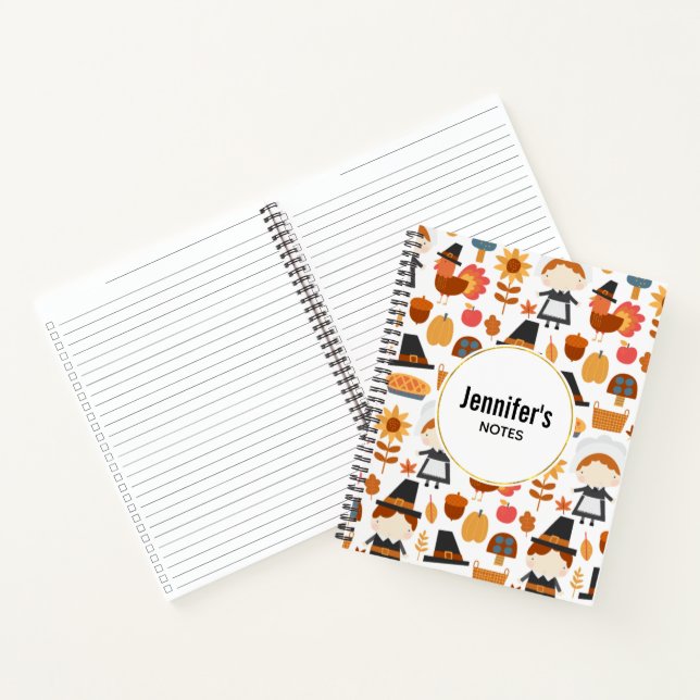Thanksgiving Pilgrims Harvest Pattern Notebook (Inside)