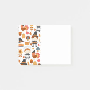 Thanksgiving Pilgrims Harvest Pattern Post-it Notes