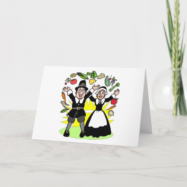 Thanksgiving Pilgrims Holiday Card (Front)
