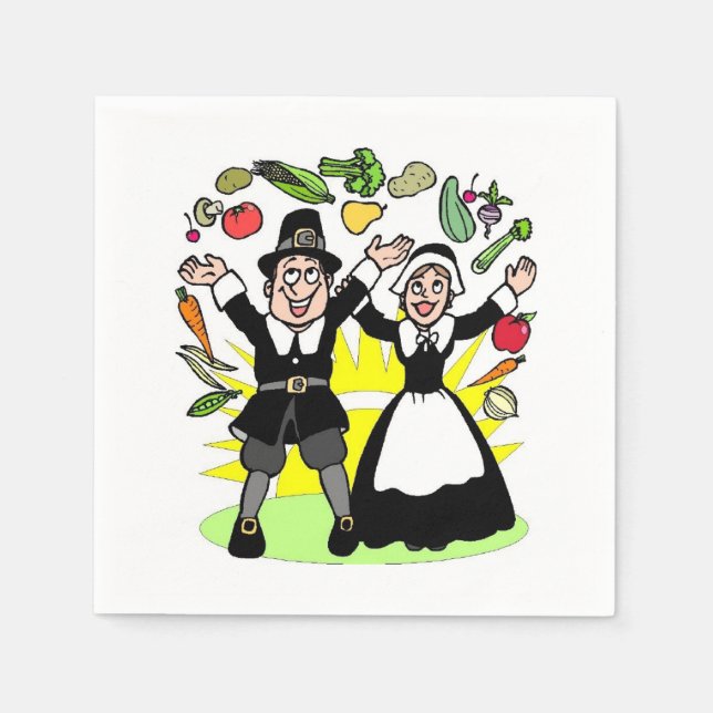 Thanksgiving Pilgrims Napkin (Front)