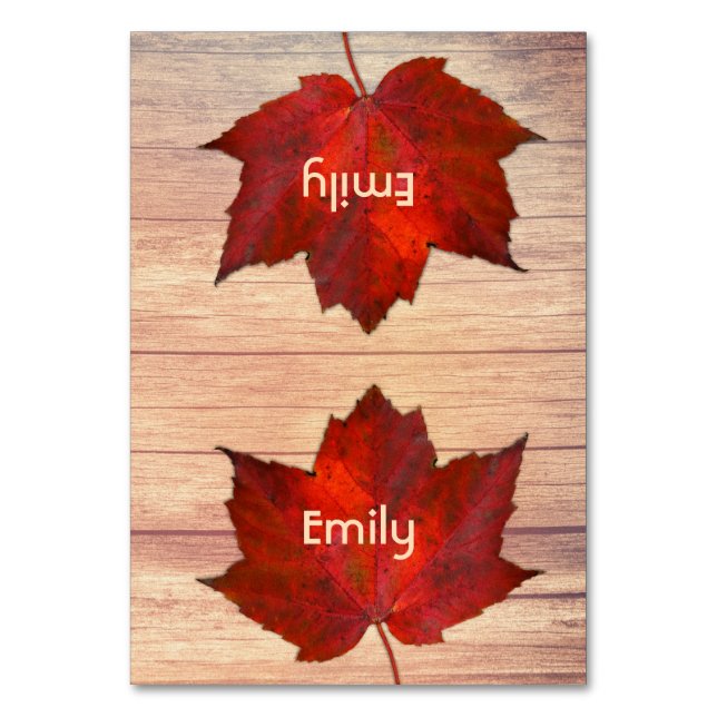 Thanksgiving Place Cards Red Leaf (Front)