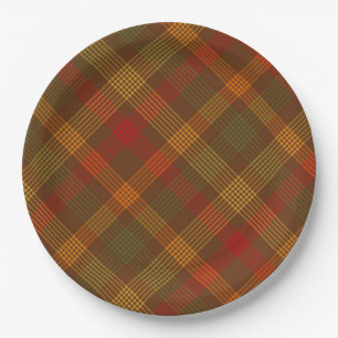 Thanksgiving Plaid Pattern   Holidays Paper Plate