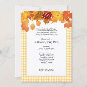 Thanksgiving Plaid Picnic Party Invitation