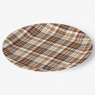 Thanksgiving plaid tartan pattern paper plate