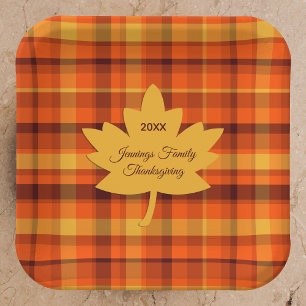 Thanksgiving Plaid with Maple Paper Products  Plate