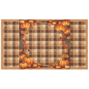 Thanksgiving Plaid with Pumpkin Border Tablecloth