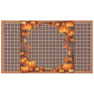 Thanksgiving Plaid with Pumpkin Border Tablecloth