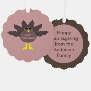 Thanksgiving Plucked Turkey Custom Tree Decoration Card