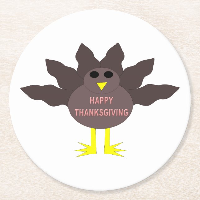 Thanksgiving Plucked Turkey Paper Coasters (Front)