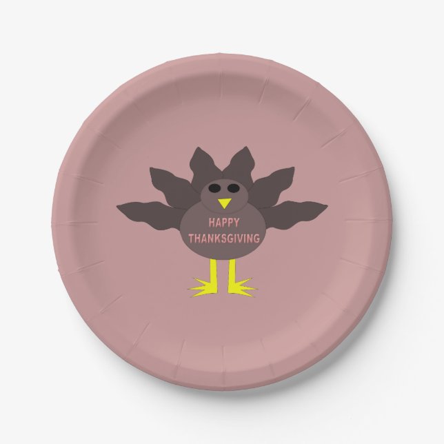 Thanksgiving Plucked Turkey Paper Plates (Front)