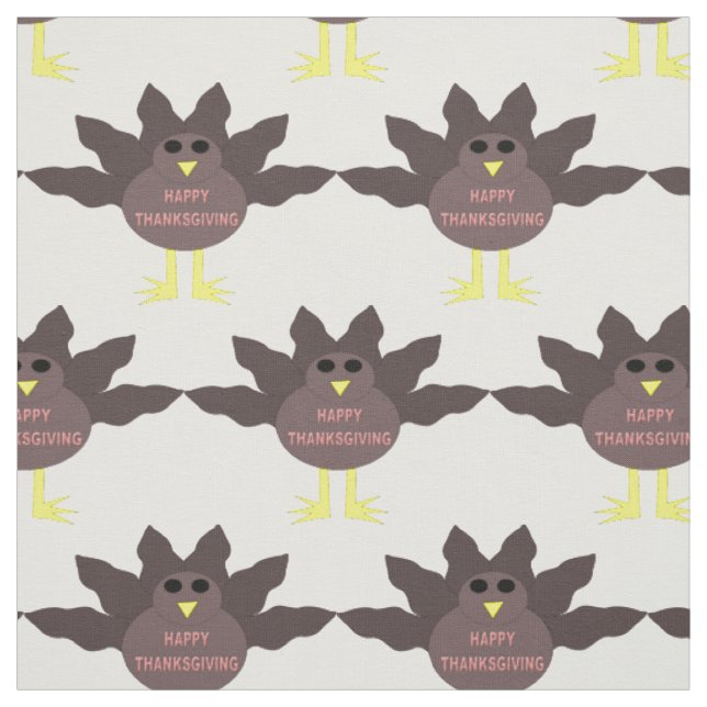 Thanksgiving Plucked Turkey Patterned Craft Fabric (Swatch)