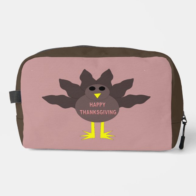 Thanksgiving Plucked Turkey Patterned Dopp Kit (Front)