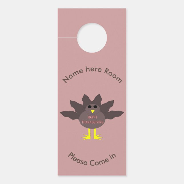 Thanksgiving Plucked Turkey Personalised Door Hanger (Front)