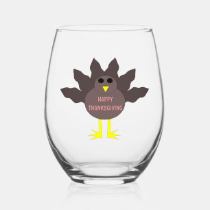 Thanksgiving Plucked Turkey Stemless Wine Glass