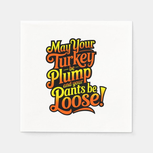 Thanksgiving, Plump Turkey, Loose Pants,  Napkin (Front)