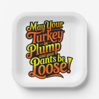 Thanksgiving, Plump Turkey, Loose Pants, Paper Plate