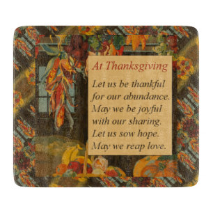 Thanksgiving Poem Autumn Colours Harvest Scene Cutting Board