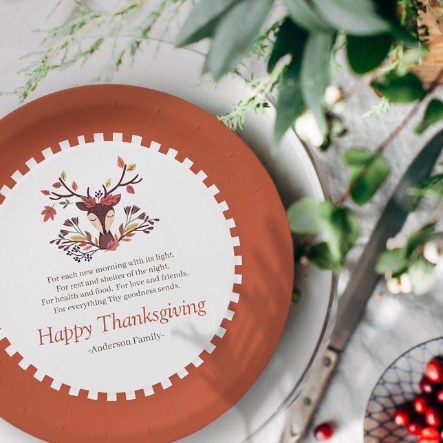 Thanksgiving Poem Country Rustic Autumn Foliage Paper Plate (Creator Uploaded)