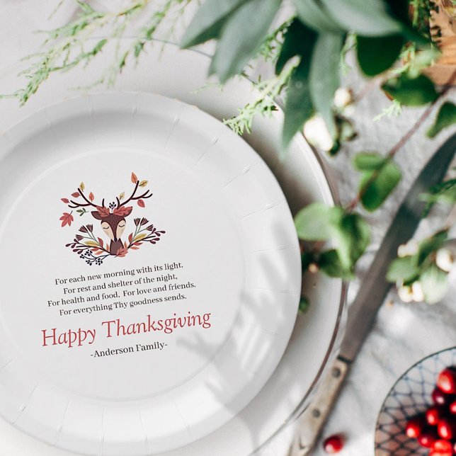 Thanksgiving Poem Country Rustic Autumn Foliage Paper Plate (Creator Uploaded)
