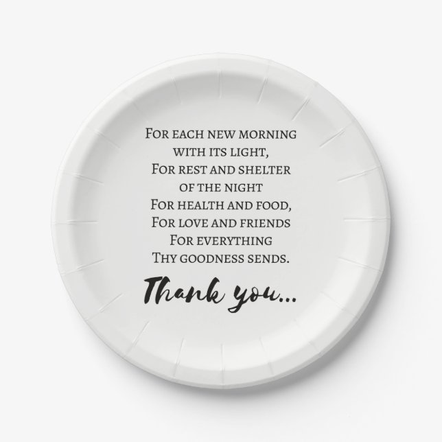 Thanksgiving Poem. Simple Thanksgiving Paper Plate (Front)