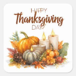 Thanksgiving postcard in festive arrangements square sticker