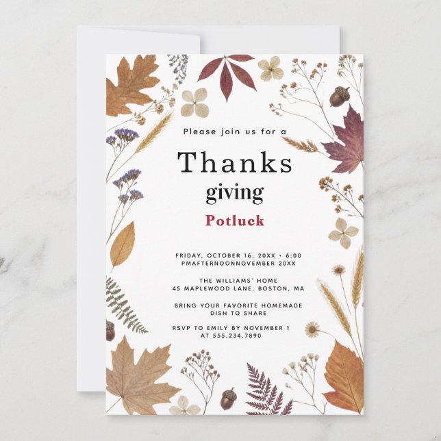 Thanksgiving Potluck  2026 Invitation (Front)
