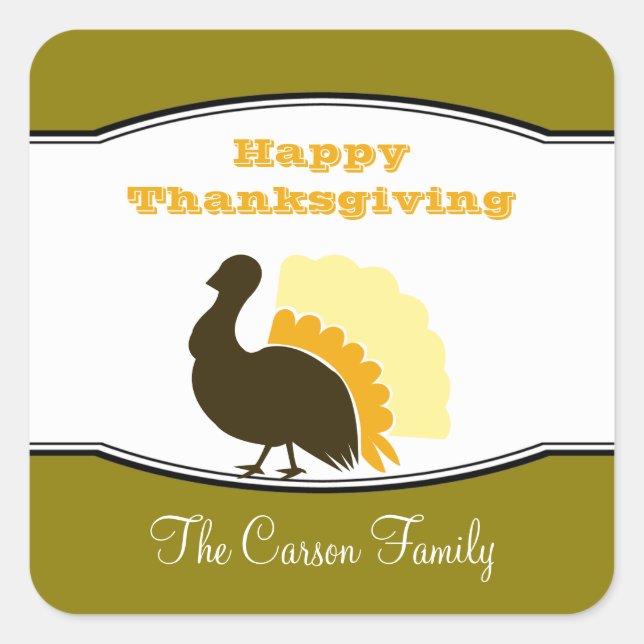 Thanksgiving potluck orange green turkey day tag (Front)