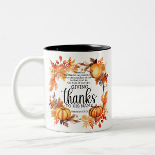 thanksgiving prayer Two-Tone coffee mug