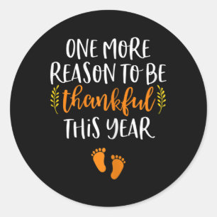 Thanksgiving Pregnancy Announcement  Fall Baby Rev Classic Round Sticker